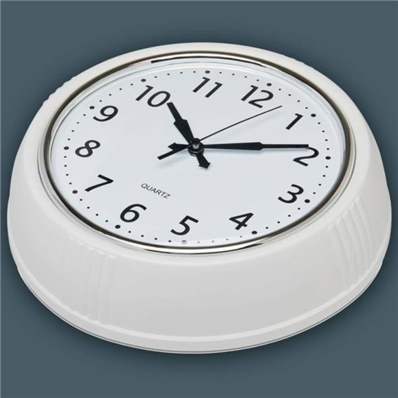 Retro Wall Clock 9.5 Inch White Kitchen 50's Vintage Design Round Silent - Picture 4 of 6
